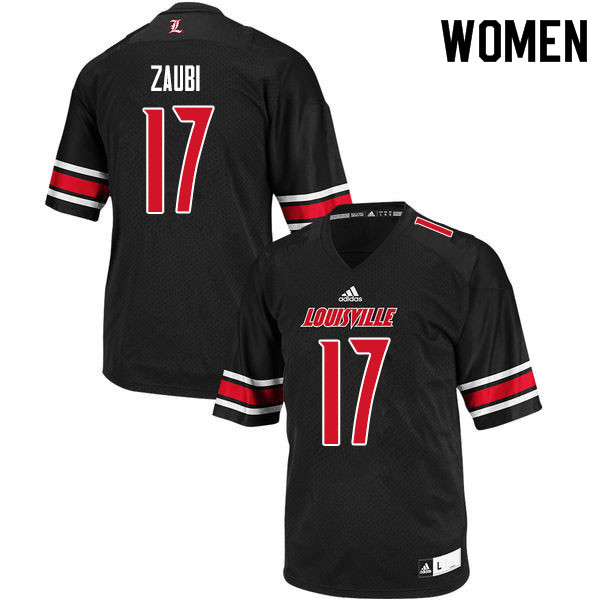 Women #17 Drew Zaubi Louisville Cardinals College Football Jerseys Sale-Black - Click Image to Close